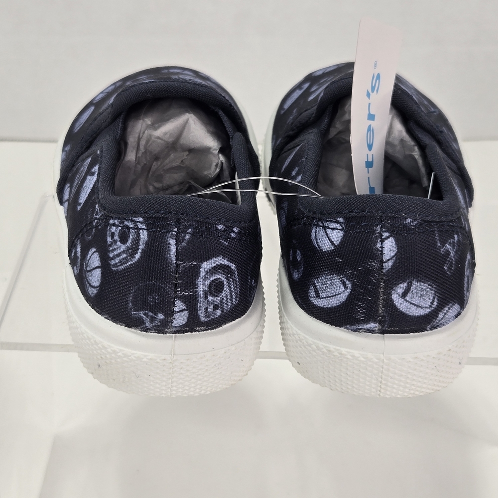 Carter's Damon Slip-On Canvas Sneakers - Navy with Sports Print Size C9 Toddler - Picture 2 of 12